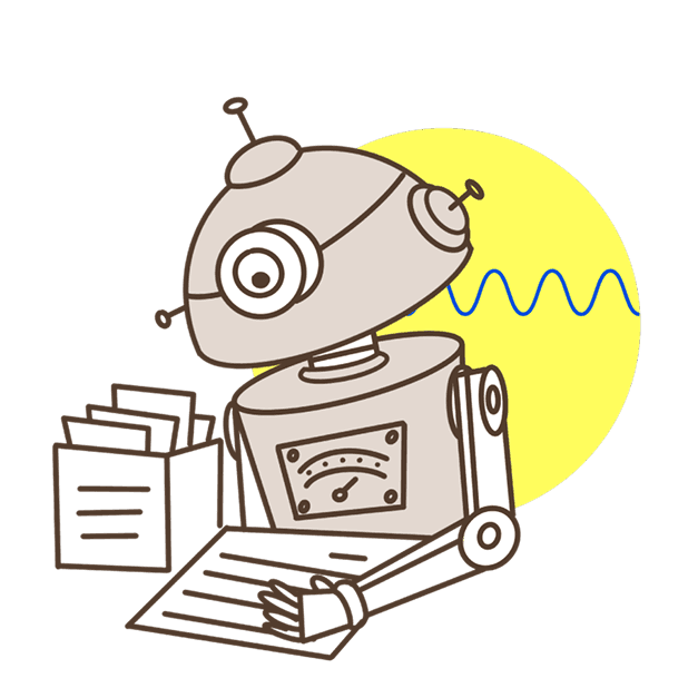 A robot sorting folders and documents